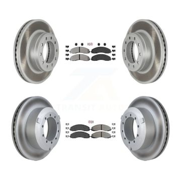 Front Rear Semi-Metallic Pad Coated Brake Rotor Kit For Ford F-450 Super Duty F-550 F-600 KGA-102871