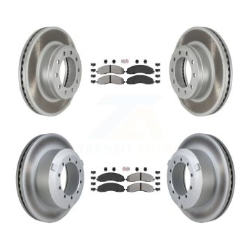 Front Rear Semi-Metallic Pad Coated Brake Rotor Kit For Ford F-450 Super Duty F-550 F-600 KGA-102873