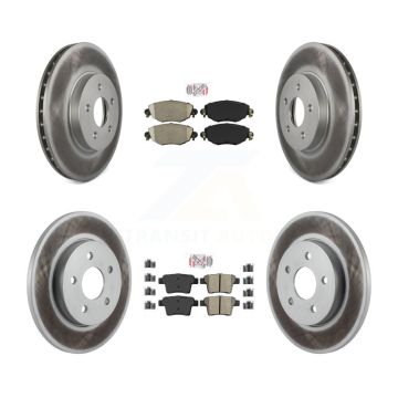 Front Ceramic Rear Semi-Metallic Pad & Coated Brake Rotor Kit For 2006-2008 Jaguar X-Type KGA-102911