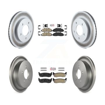 Front Ceramic Rear Semi-Metallic Pad & Coated Brake Rotor Kit For Ford F-150 Heritage 4WD KGA-102923