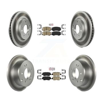 Front Rear Ceramic Pads And Coated Disc Brake Rotors Kit For 2010-2011 Kia Soul 2.0L KGA-103022