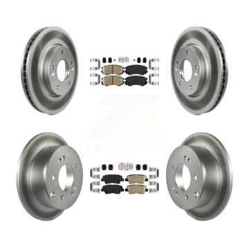 Front Rear Ceramic Pads And Coated Disc Brake Rotors Kit For 2010-2011 Kia Soul 2.0L KGA-103023