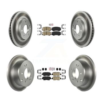 Front Rear Ceramic Pads And Coated Disc Brake Rotors Kit For 2010-2011 Kia Soul 2.0L KGA-103024