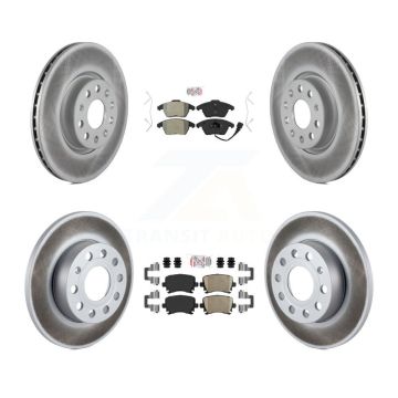 Front Semi-Metallic Rear Ceramic Pad Coated Disc Brake Rotor Kit For 2008 Audi A3 Quattro KGA-103040