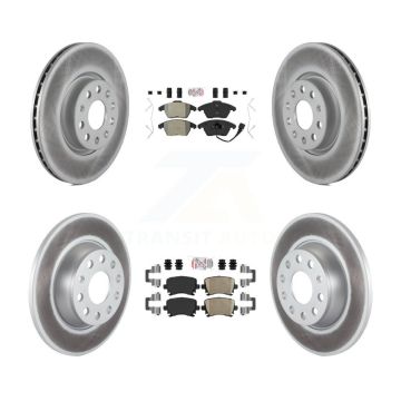 Front Semi-Metallic Rear Ceramic Pad Coated Brake Rotor Kit For Volkswagen GTI Passat Eos KGA-103043