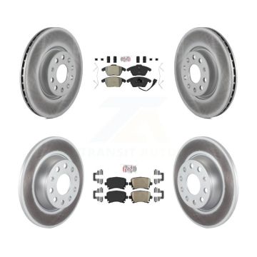 Front Semi-Metallic Rear Ceramic Pad Coated Brake Rotor Kit For Volkswagen GTI Passat Eos KGA-103049
