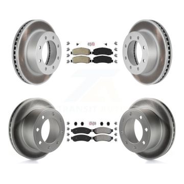 Front Rear Semi-Metallic Pad & Coated Brake Rotor Kit For Ford F-250 Super Duty F-350 4WD KGA-103111