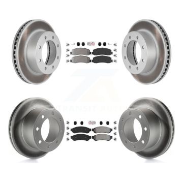 Front Rear Semi-Metallic Pad & Coated Brake Rotor Kit For Ford F-350 Super Duty F-250 4WD KGA-103114