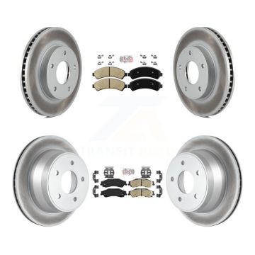 Front Rear Ceramic Pad & Coated Brake Rotor Kit For Chevrolet GMC Blazer S10 Jimmy Sonoma KGA-103224