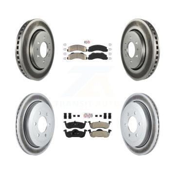 Front Ceramic Rear Semi-Metallic Pad & Coated Brake Rotor Kit For Ford Expedition Lincoln KGA-103249
