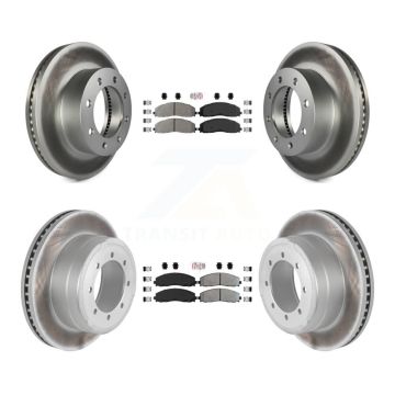 Front Rear Semi-Metallic Pad Coated Brake Rotor Kit For Ford F-350 Super Duty F-250 F-450 KGA-103276
