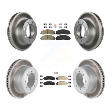 Front Rear Semi-Metallic Pad Coated Brake Rotor Kit For Ford F-350 Super Duty F-250 F-450 KGA-103279