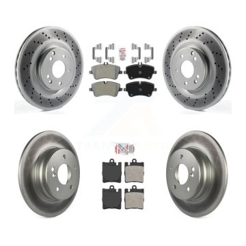 Front Rear Semi-Metallic Pads And Coated Disc Brake Rotors Kit For Mercedes-Benz C320 KGA-103289