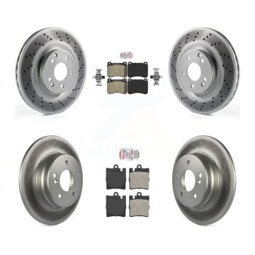 Front Rear Semi-Metallic Pad Coated Brake Rotors Kit For Mercedes-Benz C230 SLK350 CLK350 KGA-103292