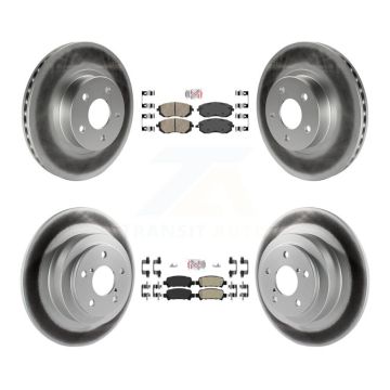 Front Ceramic Rear Semi-Metallic Pads And Coated Disc Brake Rotors Kit For Subaru Legacy KGA-103296