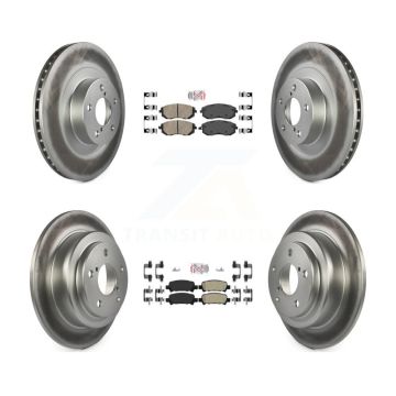 Front Ceramic Rear Semi-Metallic Pad & Coated Brake Rotor Kit For Subaru Forester Impreza KGA-103302