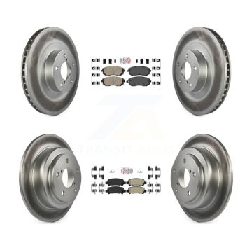 Front Ceramic Rear Semi-Metallic Pad & Coated Brake Rotor Kit For Subaru Forester Impreza KGA-103303