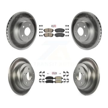 Front Ceramic Rear Semi-Metallic Pads And Coated Disc Brake Rotors Kit For Subaru Impreza KGA-103304