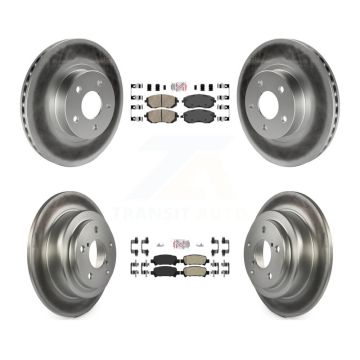 Front Ceramic Rear Semi-Metallic Pads And Coated Disc Brake Rotors Kit For Subaru Impreza KGA-103305