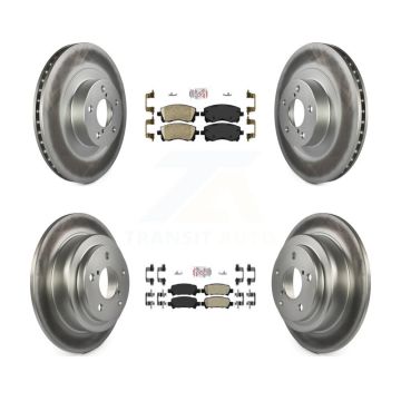 Front Ceramic Rear Semi-Metallic Pad & Coated Disc Brake Rotor Kit For Subaru Impreza WRX KGA-103306