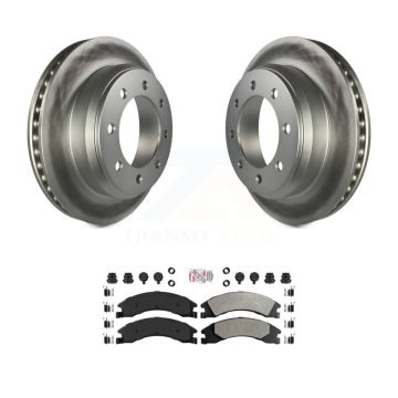 Rear Coated Disc Brake Rotors Semi-Metallic Pad Kit For Ford E-350 Super Duty E-250 E-150 KGA-103374
