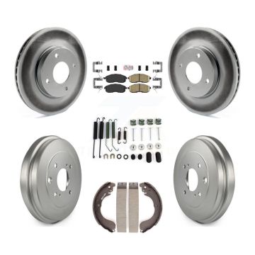 Front Rear Disc Brake Rotors Ceramic Pad And Coated Drum Kit (7Pc) For Nissan Sentra Cube KGA-104174