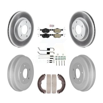 Front Rear Disc Brake Rotor Semi-Metallic Pad Coated Drum Kit (7Pc) For Ford Escape Mazda KGA-104175