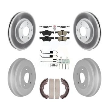Front Rear Disc Brake Rotor Semi-Metallic Pad & Coated Drum Kit (7Pc) For Mercury Mariner KGA-104177