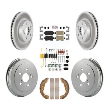 Front Rear Disc Brake Rotors Ceramic Pad Coated Drum Kit (7Pc) For 2004-2007 Toyota Prius KGA-104181