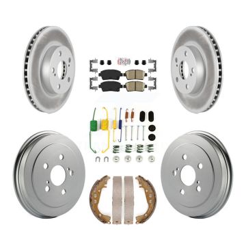 Front Rear Disc Brake Rotors Ceramic Pads And Coated Drum Kit (7Pc) For 2008 Toyota Prius KGA-104183
