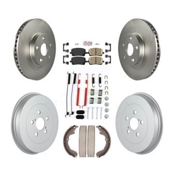 Front Rear Brake Rotor Ceramic Pad & Coated Drum Kit (7Pc) For Toyota Matrix Pontiac Vibe KGA-104185