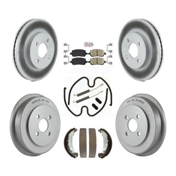 Front Rear Brake Rotor Ceramic Pad Coated Drum Kit (7Pc) For Pontiac Chevrolet Cobalt Ion KGA-104187