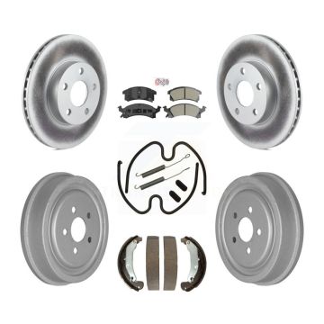 Front Rear Brake Rotor Semi-Metallic Pad Coat Drum Kit (7Pc) For Pontiac Sunfire Cavalier KGA-104189