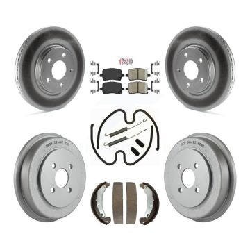 Front Rear Disc Brake Rotors Ceramic Pads And Coated Drum Kit (7Pc) For Pontiac Pursuit KGA-104193