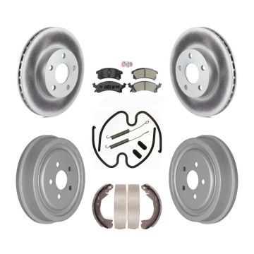 Front Rear Disc Brake Rotors Semi-Metallic Pad Coat Drum Kit (7Pc) For Chevrolet Cavalier KGA-104194