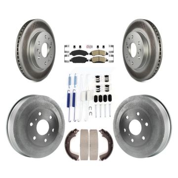 Front Rear Disc Brake Rotor Ceramic Pad Coat Drum Kit (7Pc) For GMC Sierra 1500 Chevrolet KGA-104205