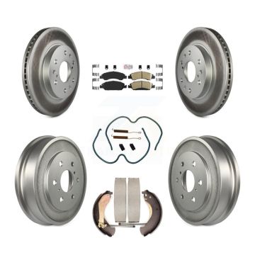 Front Rear Brake Rotor Ceramic Pad Coated Drum Kit (7Pc) For Chevrolet GMC Silverado 1500 KGA-104208