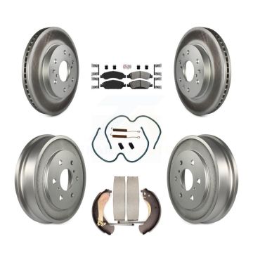 Front Rear Brake Rotors Semi-Metallic Pad Coat Drum Kit (7Pc) For Chevrolet GMC Silverado KGA-104209