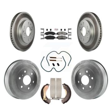Front Rear Brake Rotor Semi-Metallic Pad Coat Drum Kit (7Pc) For Chevrolet Silverado 1500 KGA-104212