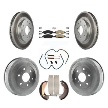 Front Rear Brake Rotor Ceramic Pad Coated Drum Kit (7Pc) For Chevrolet Silverado 1500 GMC KGA-104213