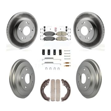 Front Rear Disc Brake Rotors Ceramic Pads And Coated Drum Kit (7Pc) For Honda Civic KGA-104218