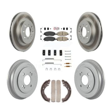 Front Rear Disc Brake Rotors Ceramic Pads And Coated Drum Kit (7Pc) For Honda Insight KGA-104220