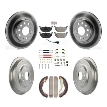 Front Rear Disc Brake Rotors Semi-Metallic Pad Coated Drum Kit (7Pc) For Volkswagen Jetta KGA-104227