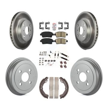 Front Rear Disc Brake Rotor Ceramic Pad & Coated Drum Kit (7Pc) For 2001-2005 Toyota Echo KGA-104233