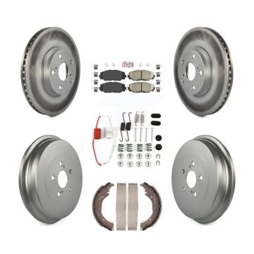 Front Rear Disc Brake Rotors Ceramic Pads And Coated Drum Kit (7Pc) For Toyota Corolla KGA-104234