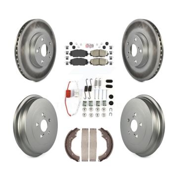 Front Rear Disc Brake Rotors Ceramic Pads And Coated Drum Kit (7Pc) For Toyota Corolla KGA-104235