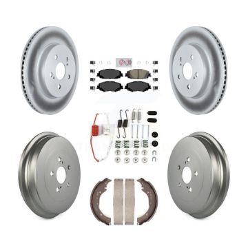 Front Rear Disc Brake Rotors Ceramic Pad Coat Drum Kit (7Pc) For 2019 Toyota Corolla 2.0L KGA-104237