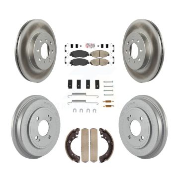 Front Rear Disc Brake Rotors Ceramic Pads And Coated Drum Kit (7Pc) For Honda Civic KGA-104238