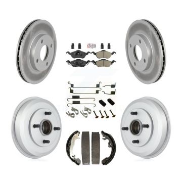 Front Rear Disc Brake Rotors Semi-Metallic Pads And Coated Drum Kit (7Pc) For Ford Focus KGA-104240