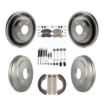 Front Rear Disc Brake Rotors Ceramic Pads And Coated Drum Kit (7Pc) For Dodge Caliber KGA-104243